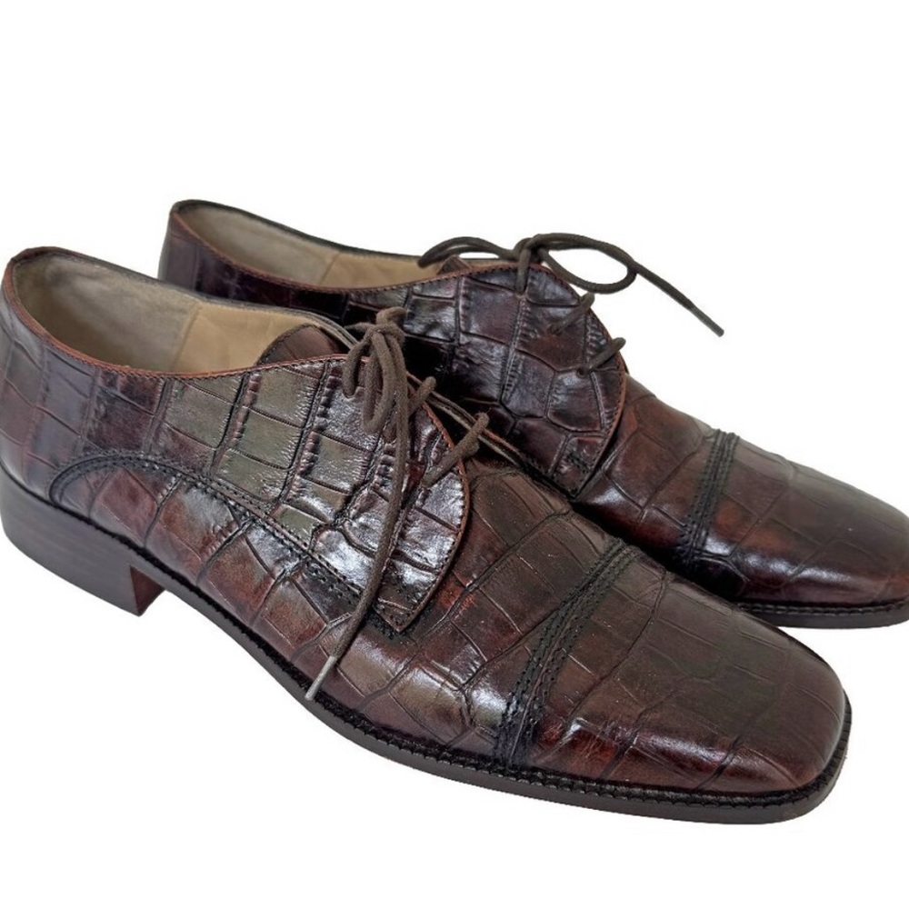 Sesto Meucci Crocodile Pattern Women’s Leather Lace Up Loafers